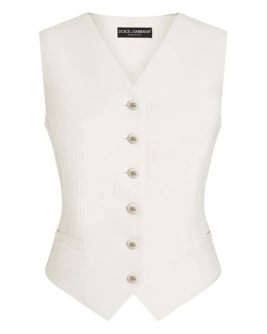 Dolce & Gabbana White Buttoned Gilet