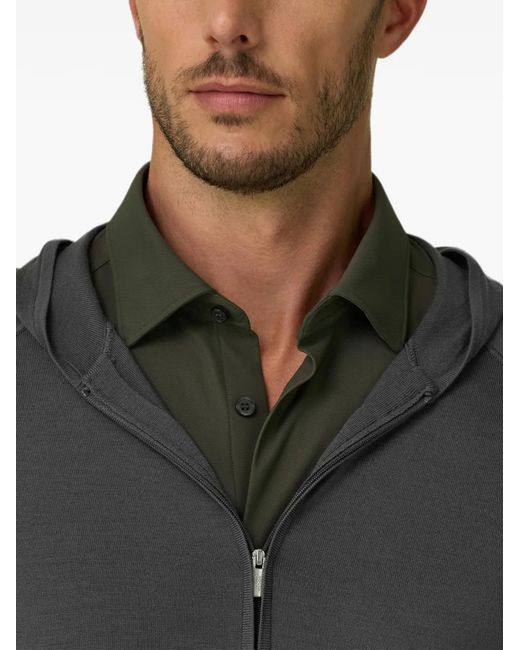 Boggi Gray Knitted Sweatshirt Full-Zip Hoodie for men