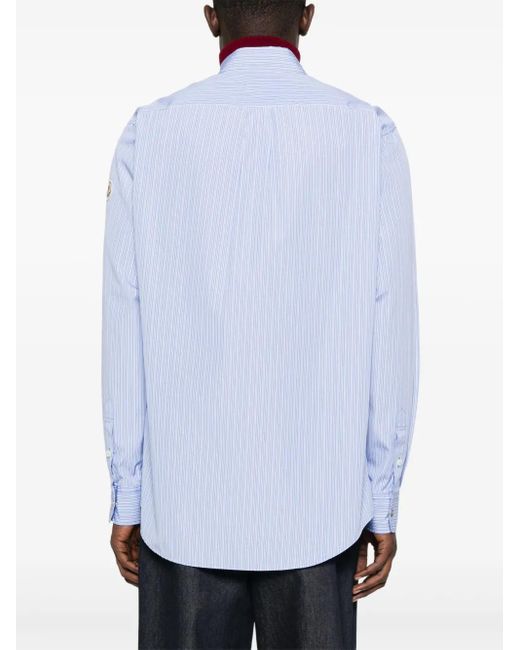 Moncler Blue Striped Long-Sleeved Shirt for men