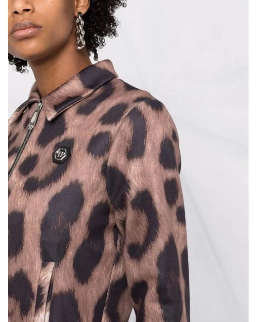Philipp Plein Brown Leopard-print Jacket