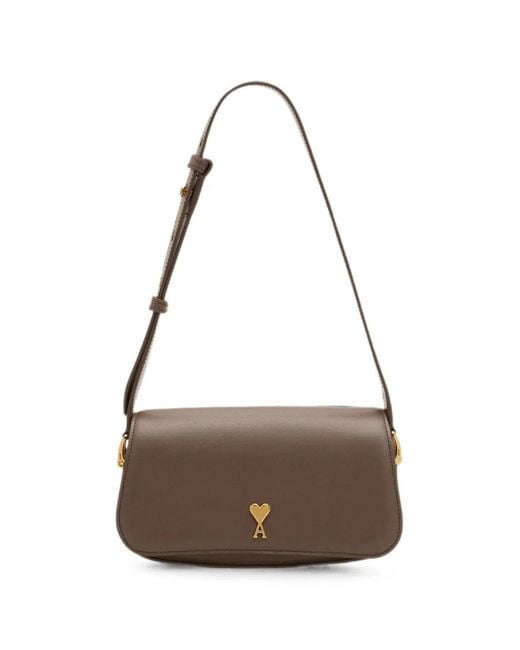 AMI Brown Cowhide-Leather Paris Paris Shoulder Bag