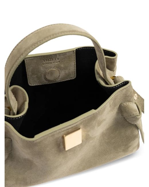 Yuzefi Metallic Mini Gyoza Suede Tote Bag