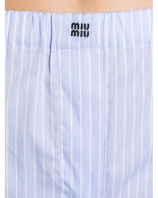 Miu Miu White Pinstriped Straight-leg Trousers