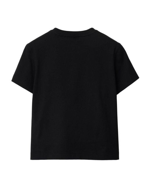 T-shirt en coton à ornements en cristal Burberry en coloris Black