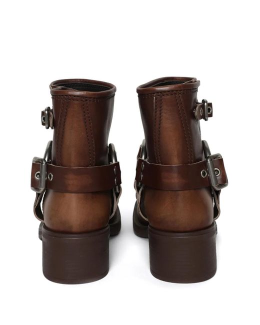 Miu Miu Brown 50Mm Vintage-Effect Leather Boots