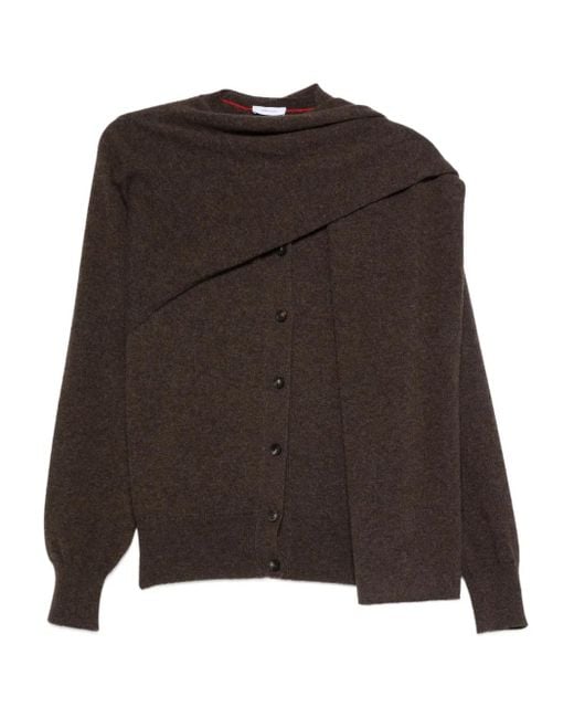 Ferragamo Brown Scark-Detail Cardigan