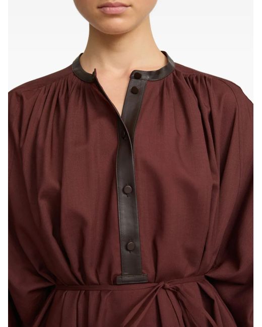 Yves Salomon Red Gürtel-Midikleid Mit Lederbesatz