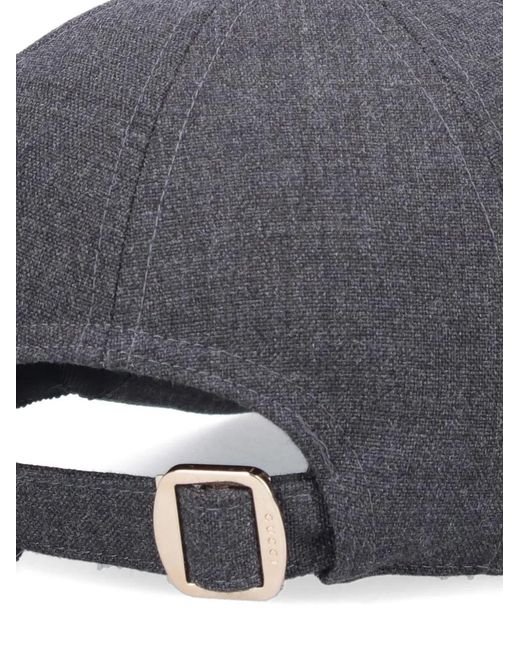 Gucci Gray Wool Baseball Cap for men