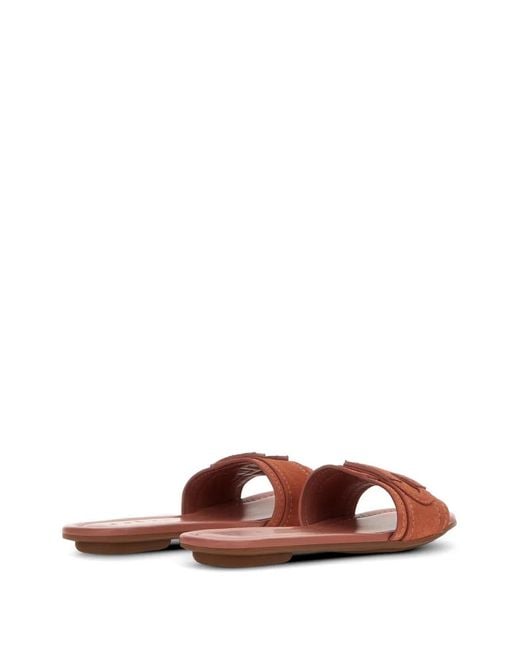 Hogan Orange H685 Suede Flat Sandals