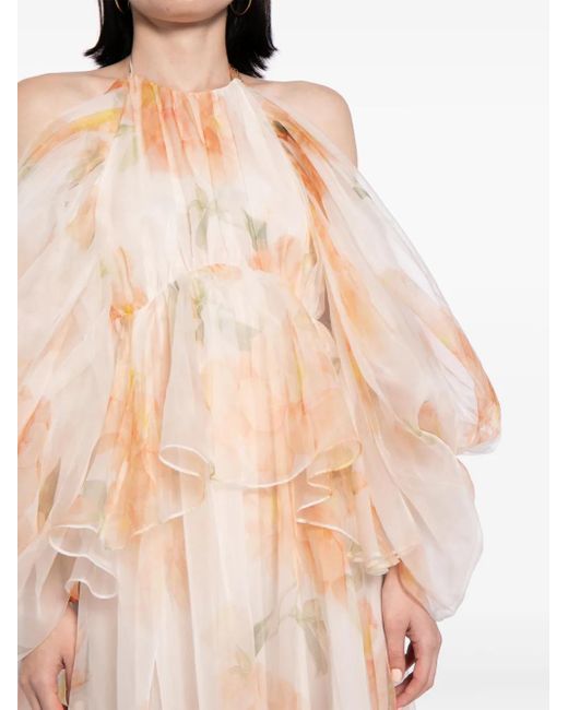 Zimmermann Pink Natura Organza Midi Dress