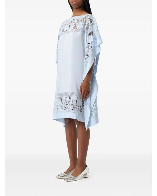 Ermanno Scervino Blue Lace-Insert Midi Dress