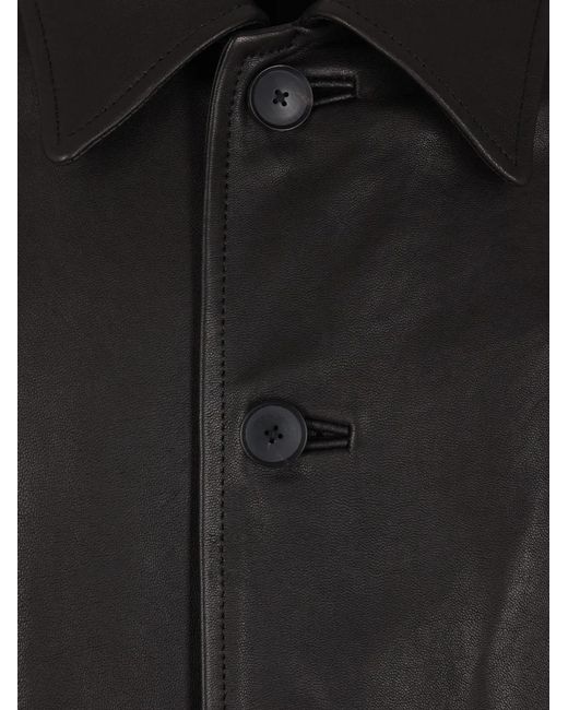 Auralee Black Buttoned Leather Jacket for men