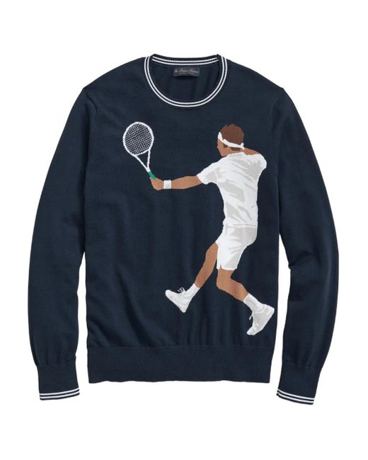 Brooks Brothers Blue Tennis Player Graphic Sweater for men