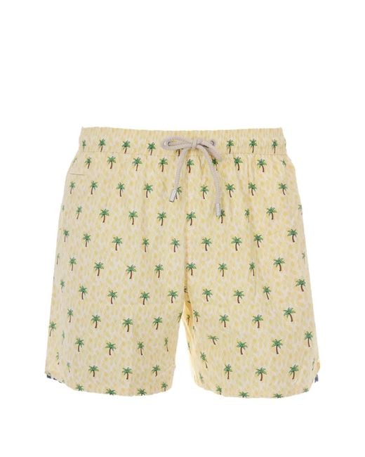 Mc2 Saint Barth Natural Comfort Light Palm-Print Drawstring Swim Shorts for men