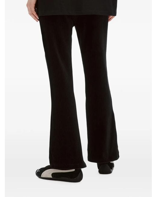 Izzue Black Corduroy-Effect Flared Trousers