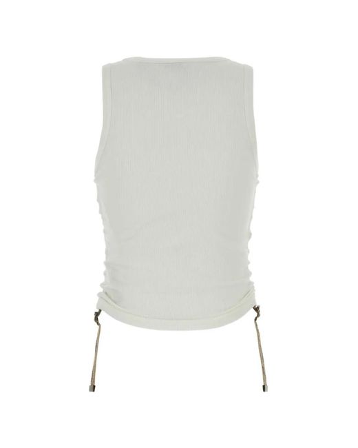 Burberry White Ribbed Drawstring Top