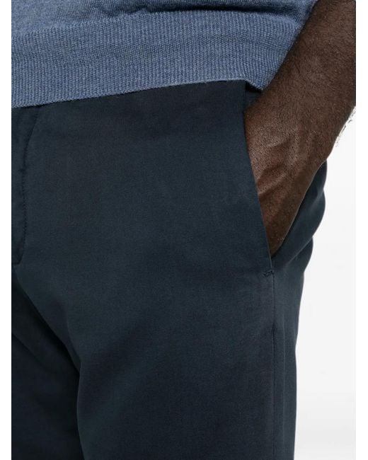 Incotex Blue Pressed-Crease Straight-Leg Trousers for men