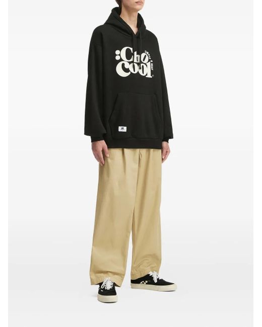 Chocoolate Black Logo-Print Hooded Sweatshirt for men