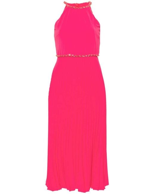 Robe mi-longue à design plissé Nissa en coloris Pink