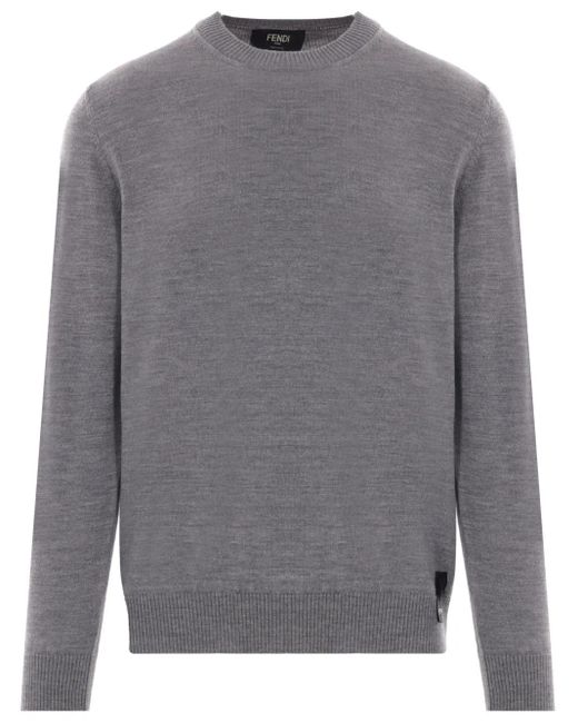 Fendi Gray 'Ff' Crew-Neck Sweater for men