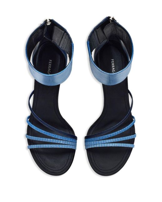 Ferragamo Blue Faded-effect 85mm Leather Sandals