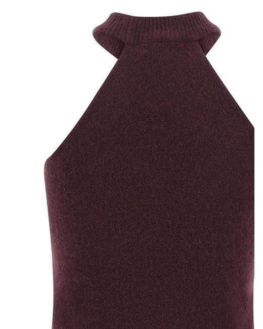 Laneus Purple Sleeveless Knitted Top