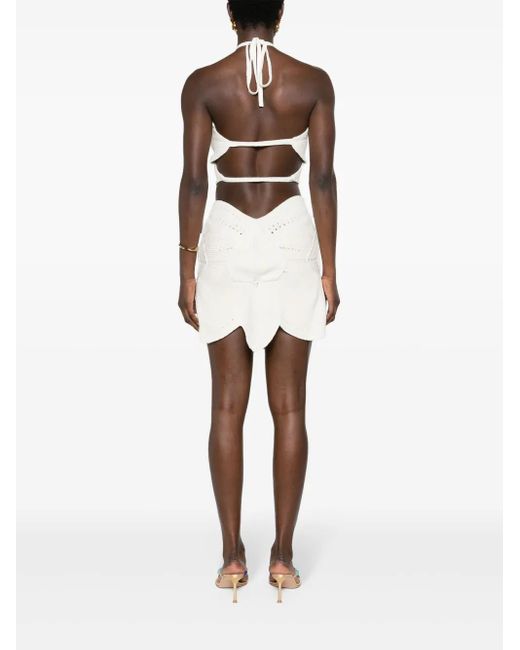 Cult Gaia White Floreana Knit-cotton Mini Dress