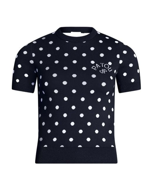 Patou Blue Polka-Dot Knitted T-Shirt