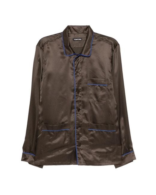 Tom Ford Brown Dot Jacquard Shirt for men