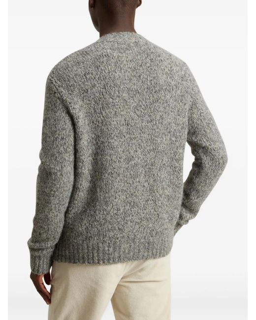 Woolrich Gray Crew Neck Sweater With Ribbed Cuffs for men