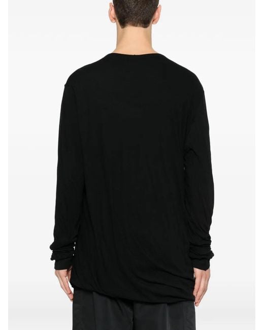 Rick Owens Black Jumbo Double Long-Sleeved T-Shirt for men