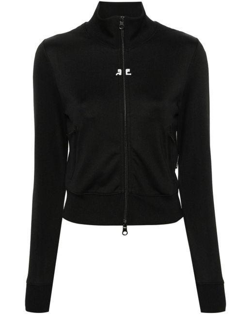 Courreges Black Logo-Patch Zip-Up Sweatshirt