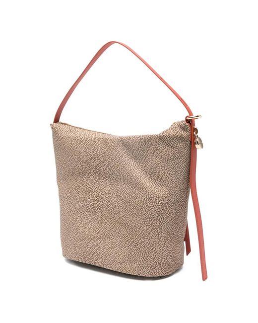 Borbonese White Printed Strap Tote Bag