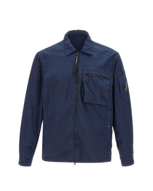 C P Company Blue Panama-R Zip-Up Jacket for men