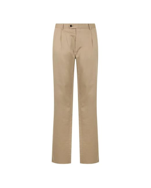 Moorer Natural Straight-Leg Pleated Trousers for men