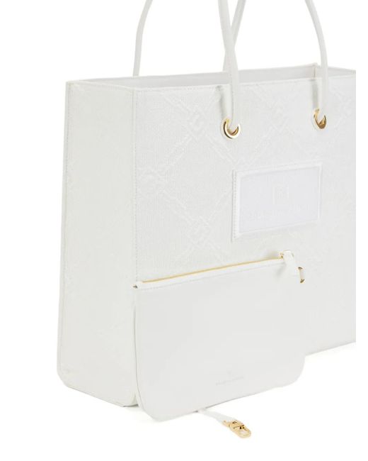 Elisabetta Franchi White Large Leather Tote Bag