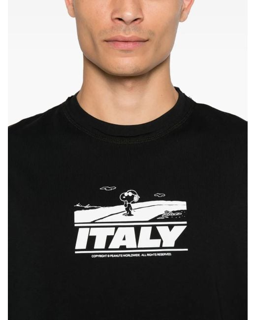 Iceberg X Peanuts T-Shirt Met Snoopy-Print in het Black voor heren