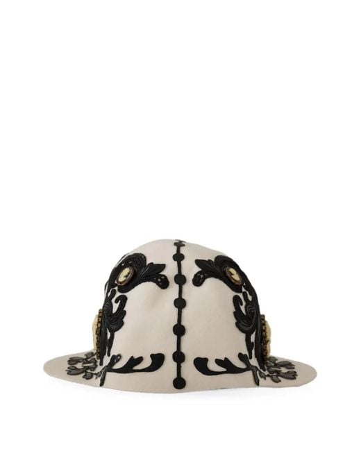 Dolce & Gabbana Black Embroidered Cameo-Detail Hat