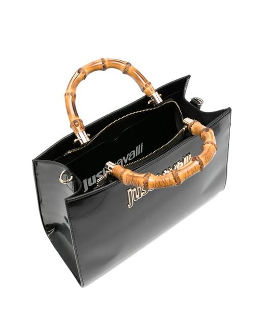 Just Cavalli Black Logo-Detail Tote Bag
