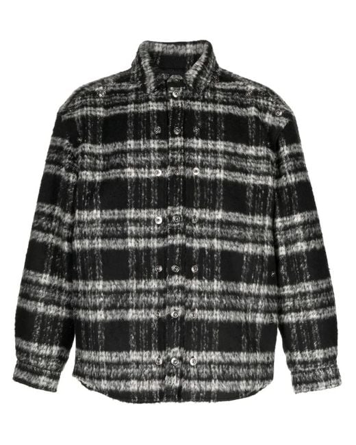 Y. Project Black Textured Stripe-Pattern Shirt Jacket for men