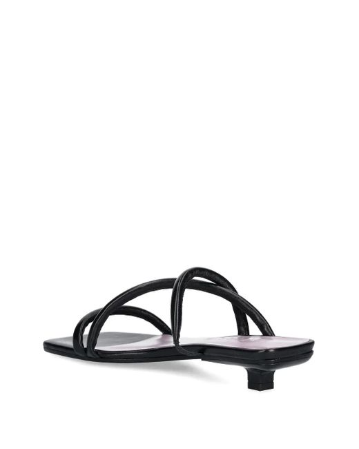 By Far Black 35Mm Leather-Wrapped Kitten-Heel Slides