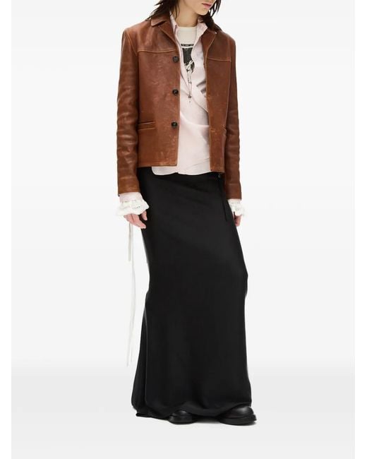 Ann Demeulemeester Brown Grained Calf Leather Jacket
