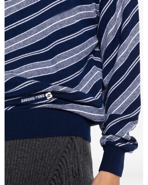 ShuShu/Tong Blue Stripe-Pattern Sweater