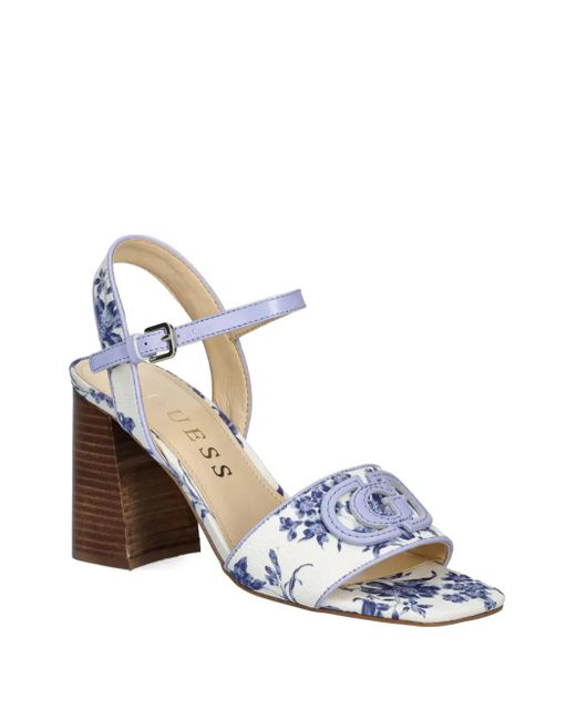 Guess Blue 85Mm Ganika Floral-Print Sandals
