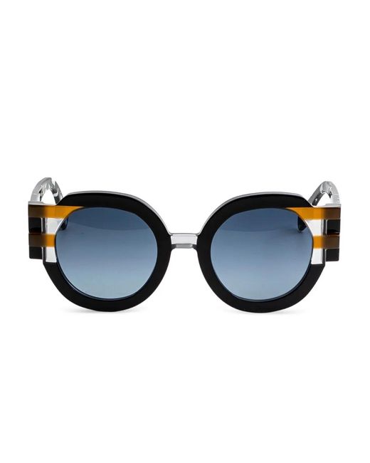 Face A Face Blue Faces2 Round-Frame Sunglasses