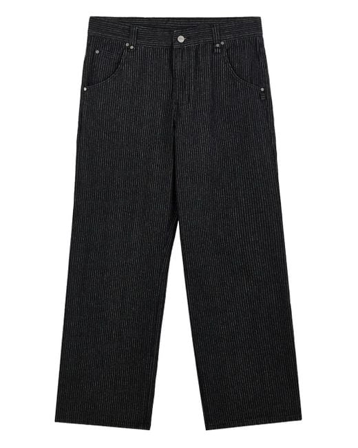 Protémoa Black Pinstripe Wide-Leg Jeans