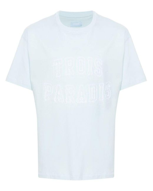 3.PARADIS White Logo-embroidered Cotton T-shirt for men