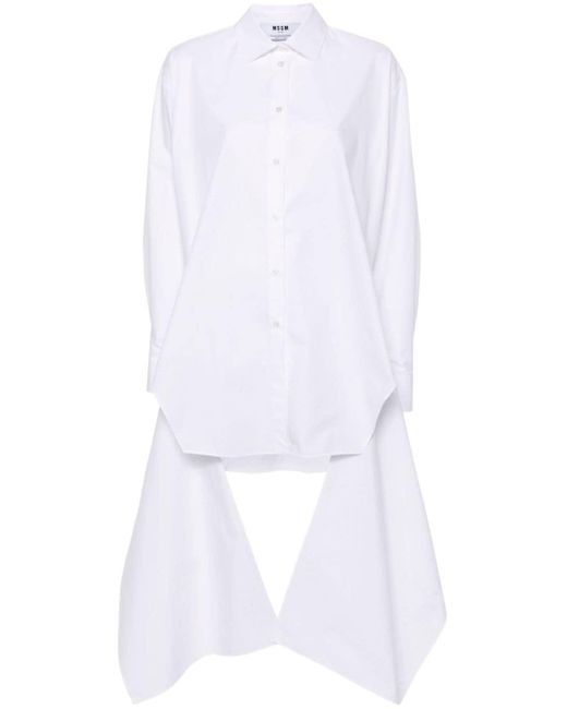 MSGM White Knot-detail Cotton Shirt Dress