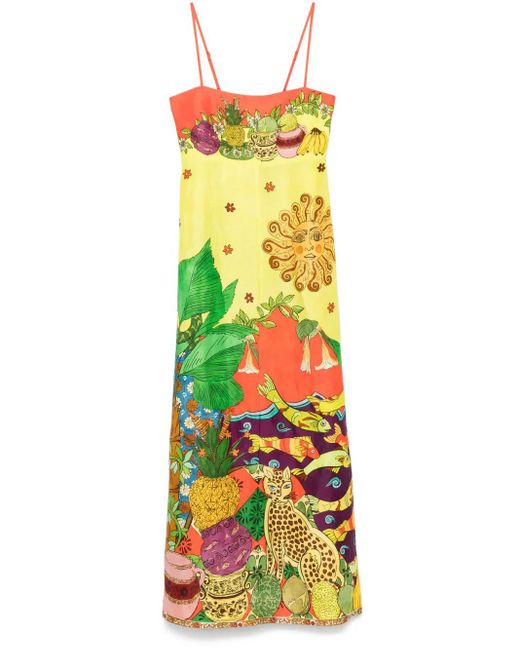 ALÉMAIS Yellow Tiger Day Maxikleid