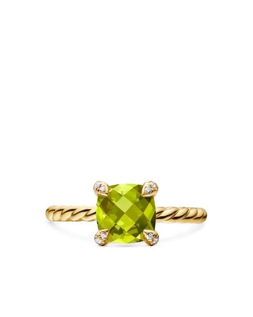 David Yurman Yellow 18K Chatelaine Peridot Ring